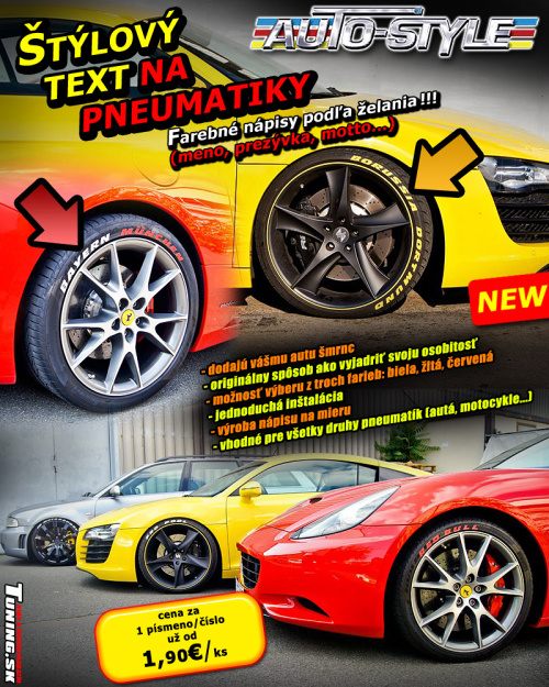 ozdobn� farebn� �t�lov� n�pisy text pneu pneumatiky styling autostyle