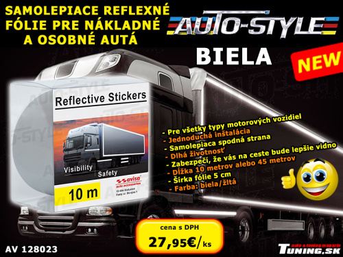 reflexna folia na auto samolepiaca biela 10m autostyle