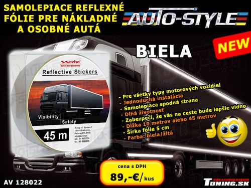 reflexna folia na auto samolepiaca biela 10m autostyle